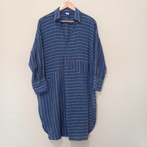 AKEMI+KIN Anthropologie Women's Gray Striped Slit Sides Long Tunic Top Size S